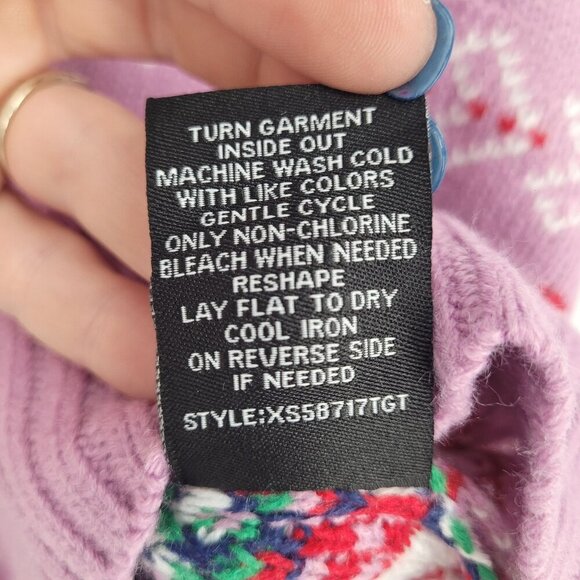 33 degrees womens Medium Pink red fair isle super soft cropped mock neck sweater - Picture 6 of 9